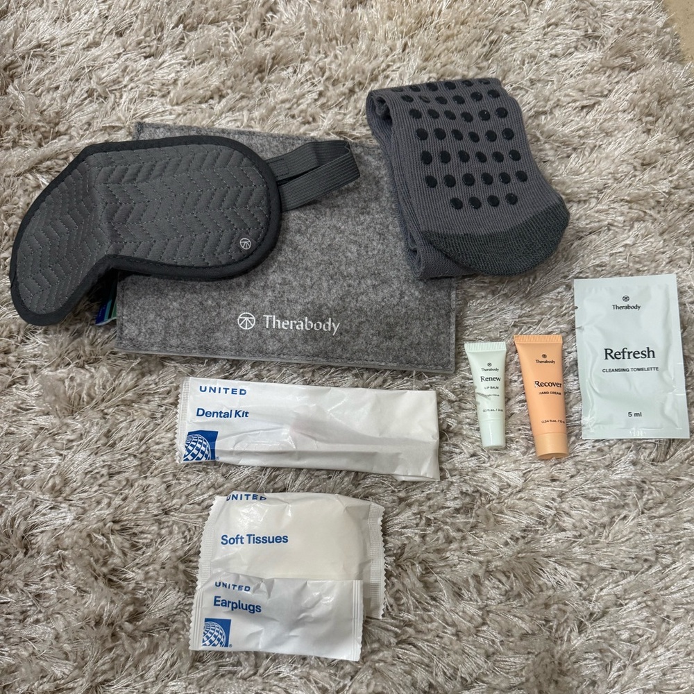 New Therabody X United Flight amenities kit pouch